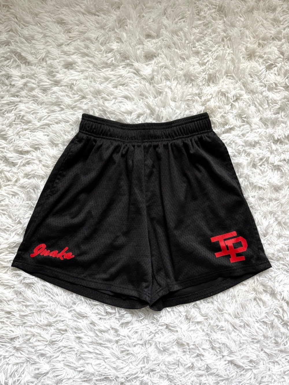 Inaka Power Black Athletic Shorts with Red Logo